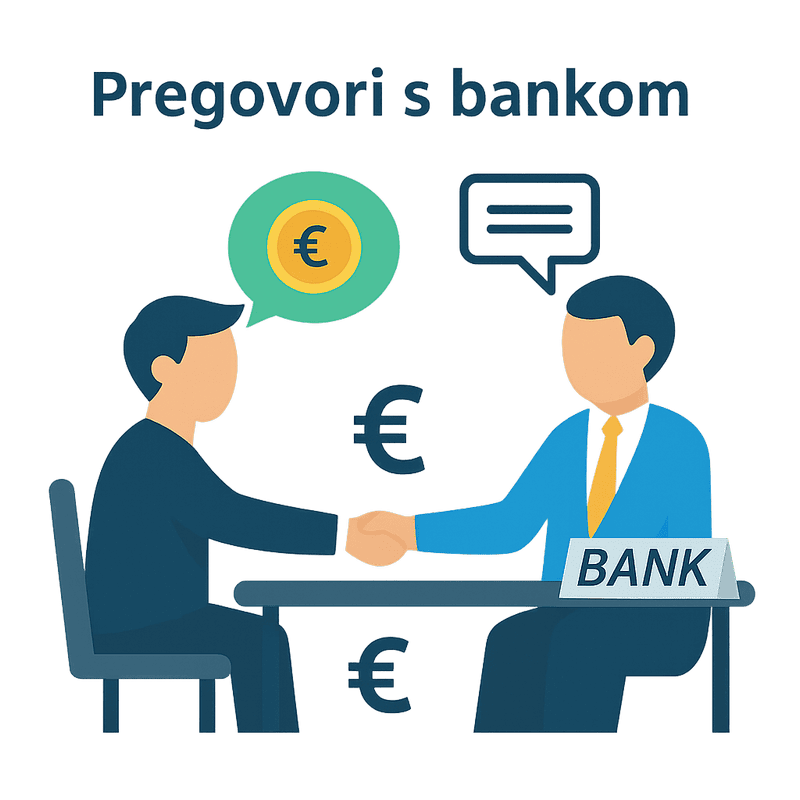 Prijevremena otplata duga — pregovori s bankom, euro simbol